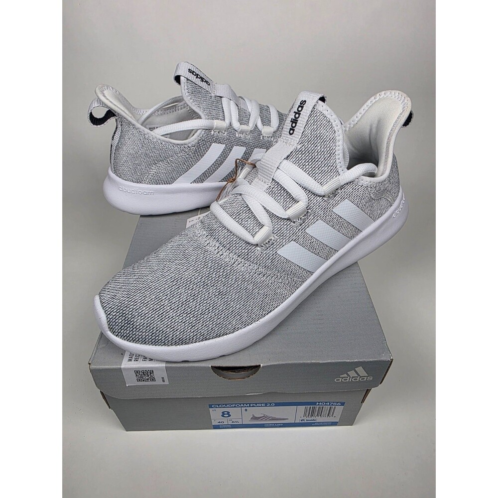 adidas Cloudfoam Pure 2.0 Women's 8 Gray White Running Shoes H04756 New